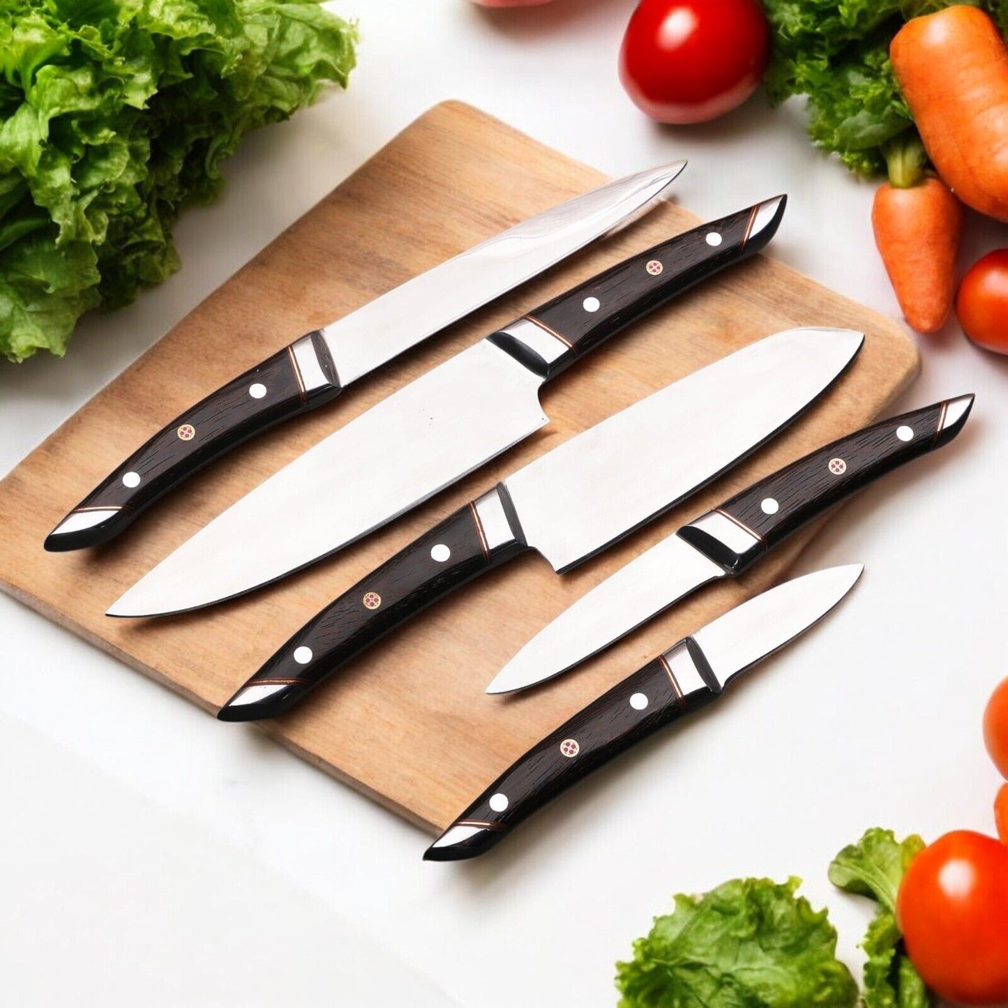 FULL TANG HANDMADE STAINLESS STEEL 5PCS KITCHEN SET || DRS KNIVES HUB