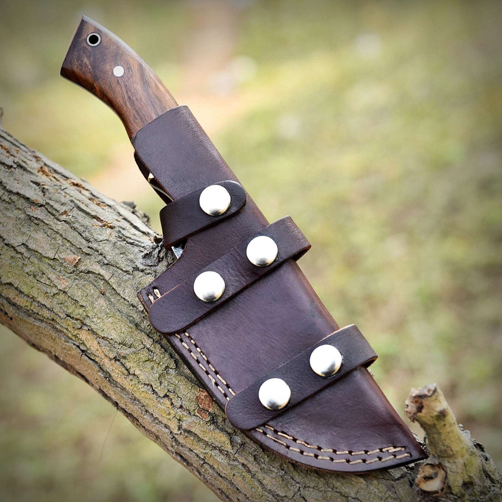 Handmade Full Tang Fixed Blade Hunting Knife | Outdoor Tracker Knife with Damascus Steel & Wood Handle | DRSKNIVES HUB