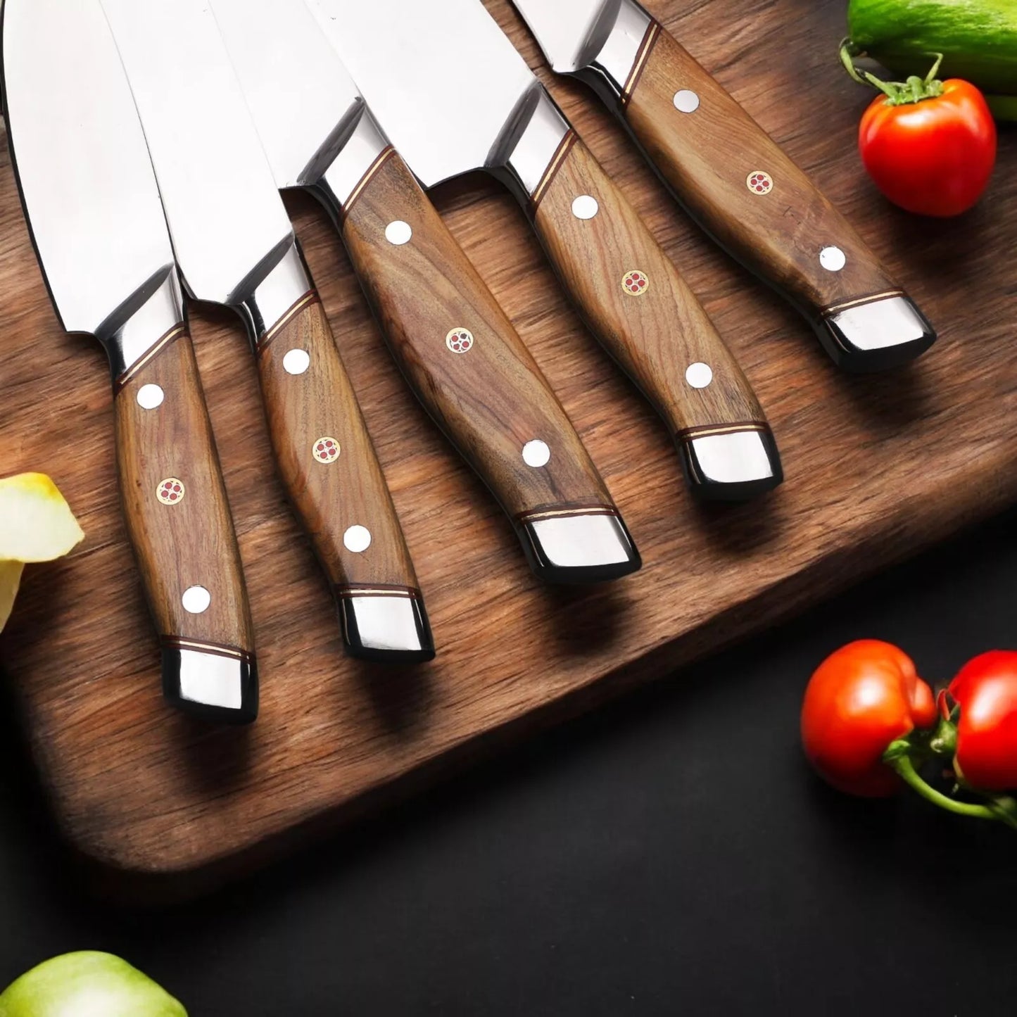 FULL TANG HANMADE STAINLESS STEEL KITCHEN KNIFE SET 5PCS SET || DRS KNIVES HUB