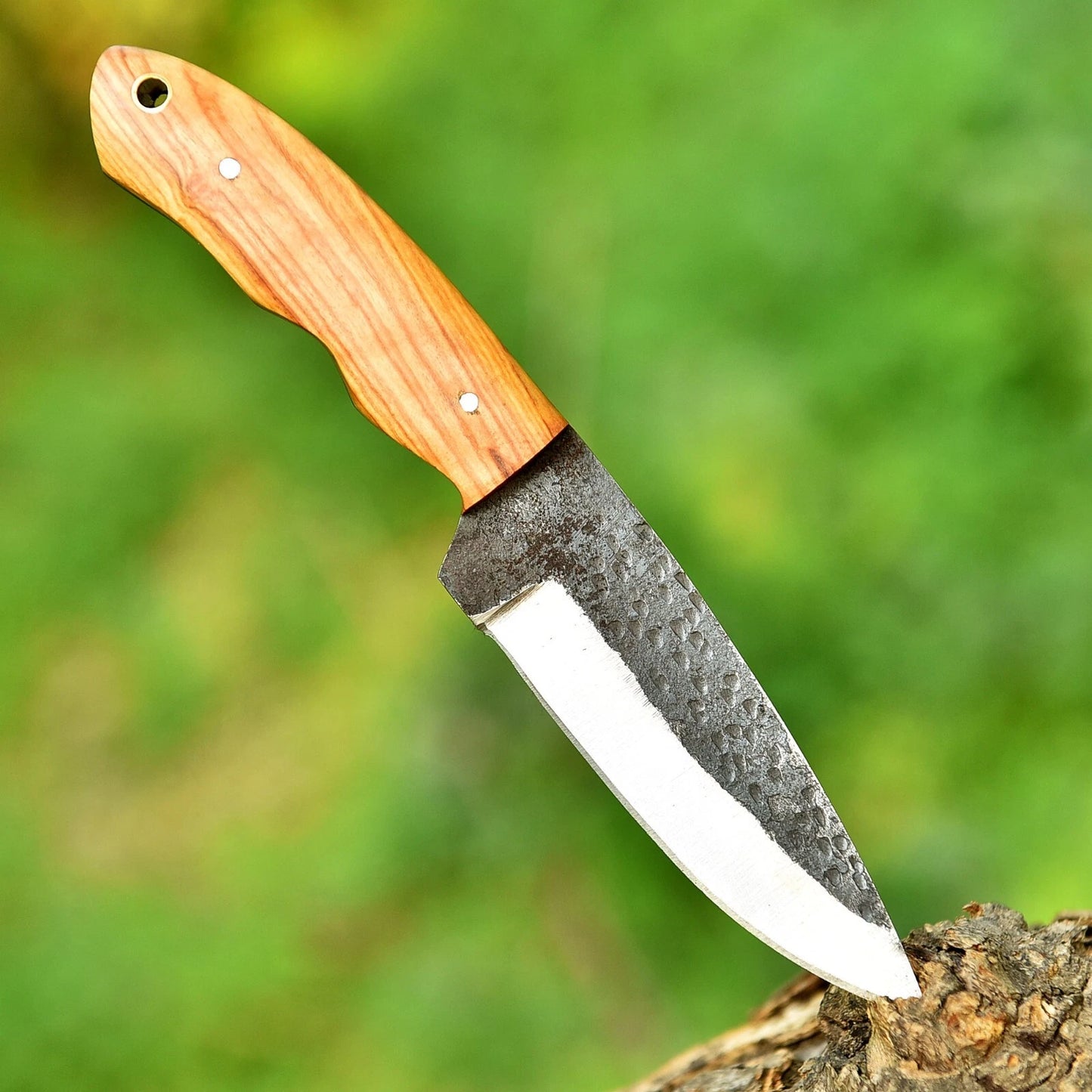 8" Hand-Forged Skinning Knife – 1095 High Carbon Steel Fixed Blade with Leather Sheath | DRSKNIVES HUB