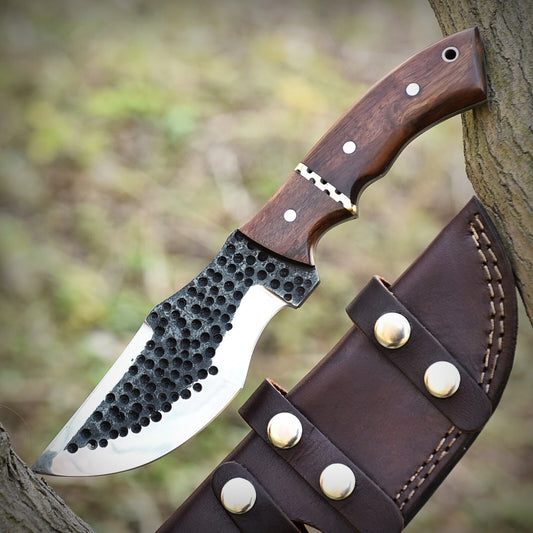 Handmade Full Tang Fixed Blade Hunting Knife | Outdoor Tracker Knife with Damascus Steel & Wood Handle | DRSKNIVES HUB