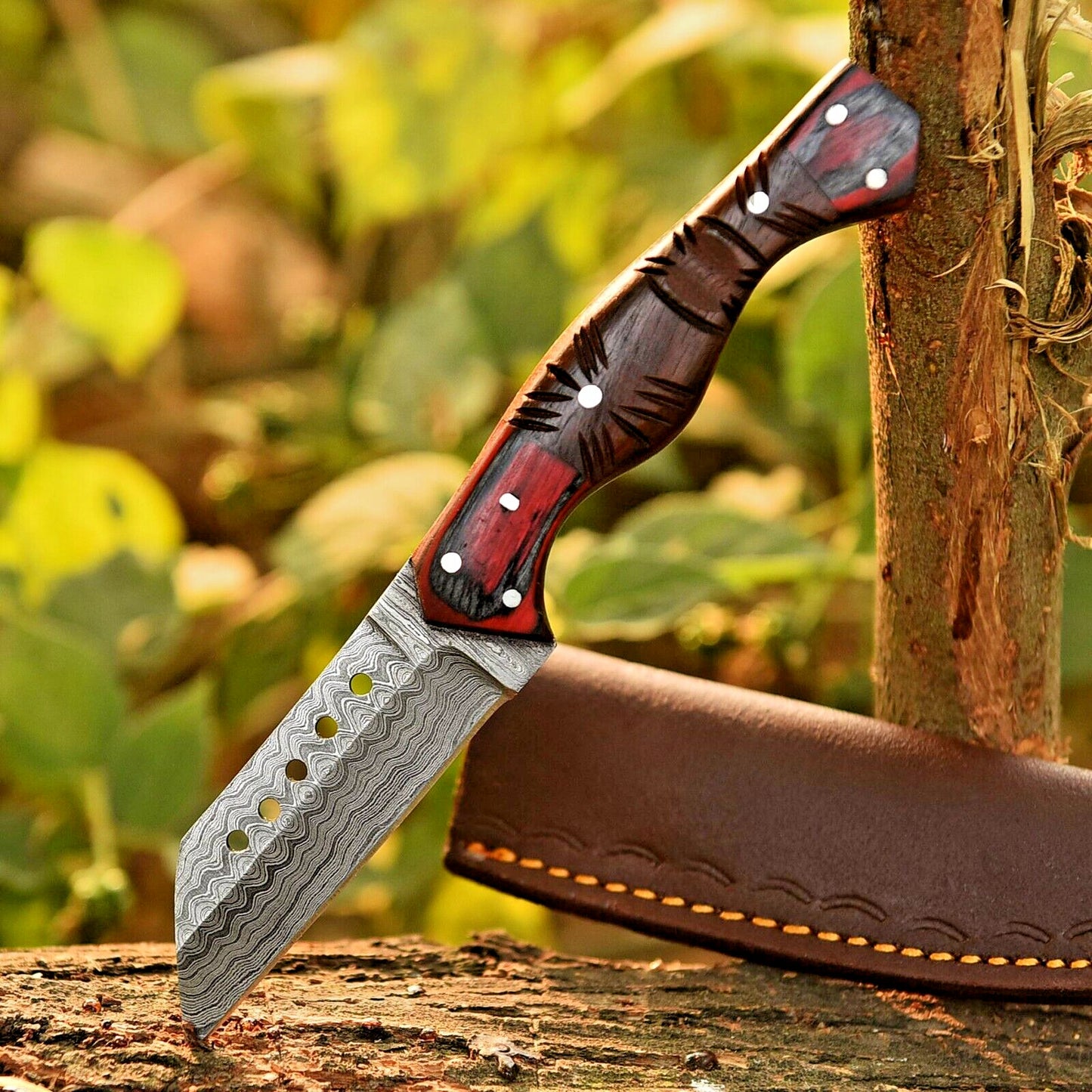 Damascus Tanto Bull Cutter 8" – Handmade Skinner Knife | DRSKNIVES HUB