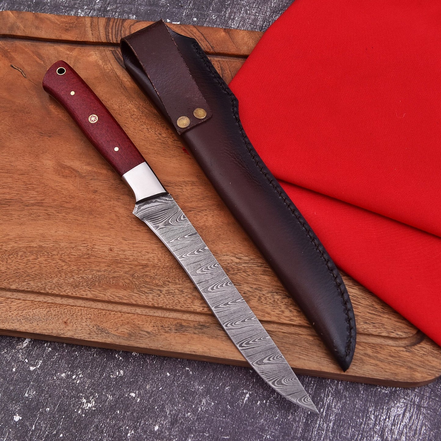 Custom Handmade Damascus Steel Fillet Knife – Ideal for Hunting, Fishing, and Culinary Use