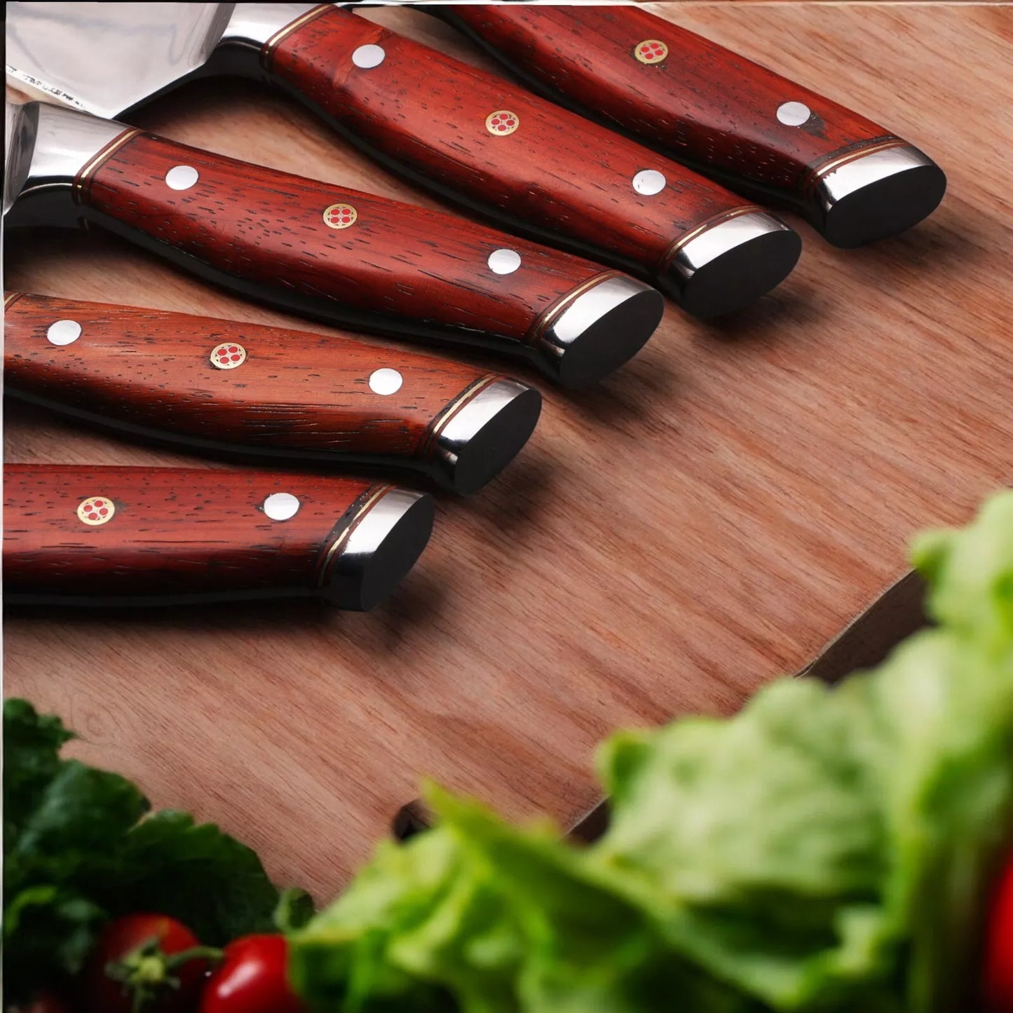 5PCS HANDMADE KITCEHN SET FULL TANG KNIVES SET WITH LEATHER COVER || DRS KNIVES HUB