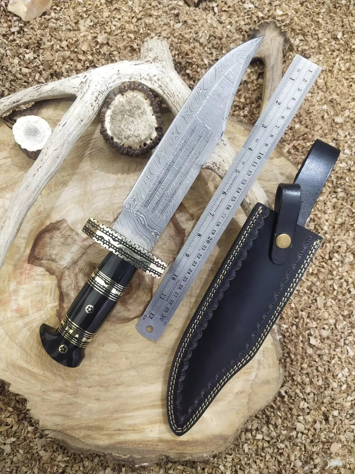 Custom Steel Blade Pair Of Bowie Knife Handmade Hunting knife With Buffalo Horn, Bowie Knife, Birthday gift