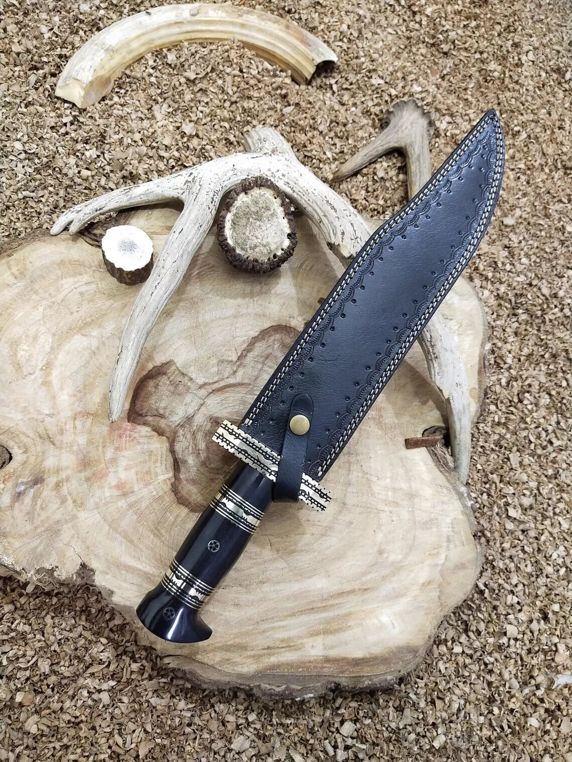 Custom Steel Blade Pair Of Bowie Knife Handmade Hunting knife With Buffalo Horn, Bowie Knife, Birthday gift