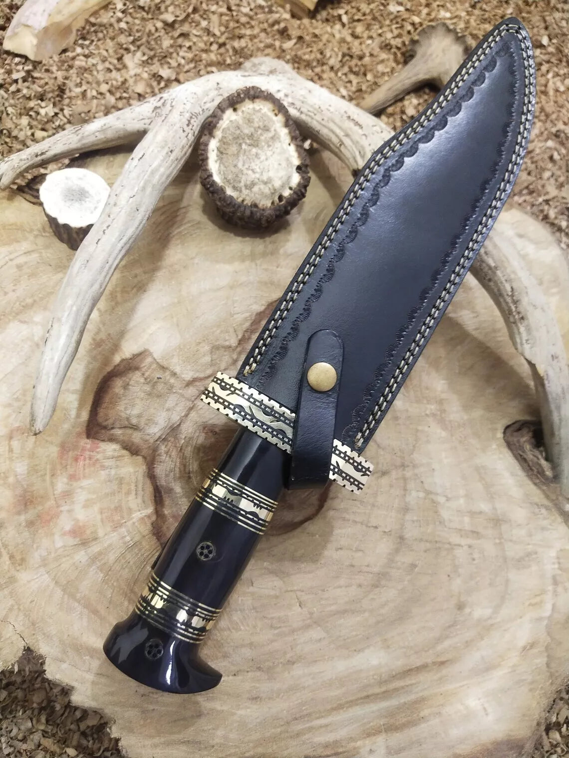 Custom Steel Blade Pair Of Bowie Knife Handmade Hunting knife With Buffalo Horn, Bowie Knife, Birthday gift