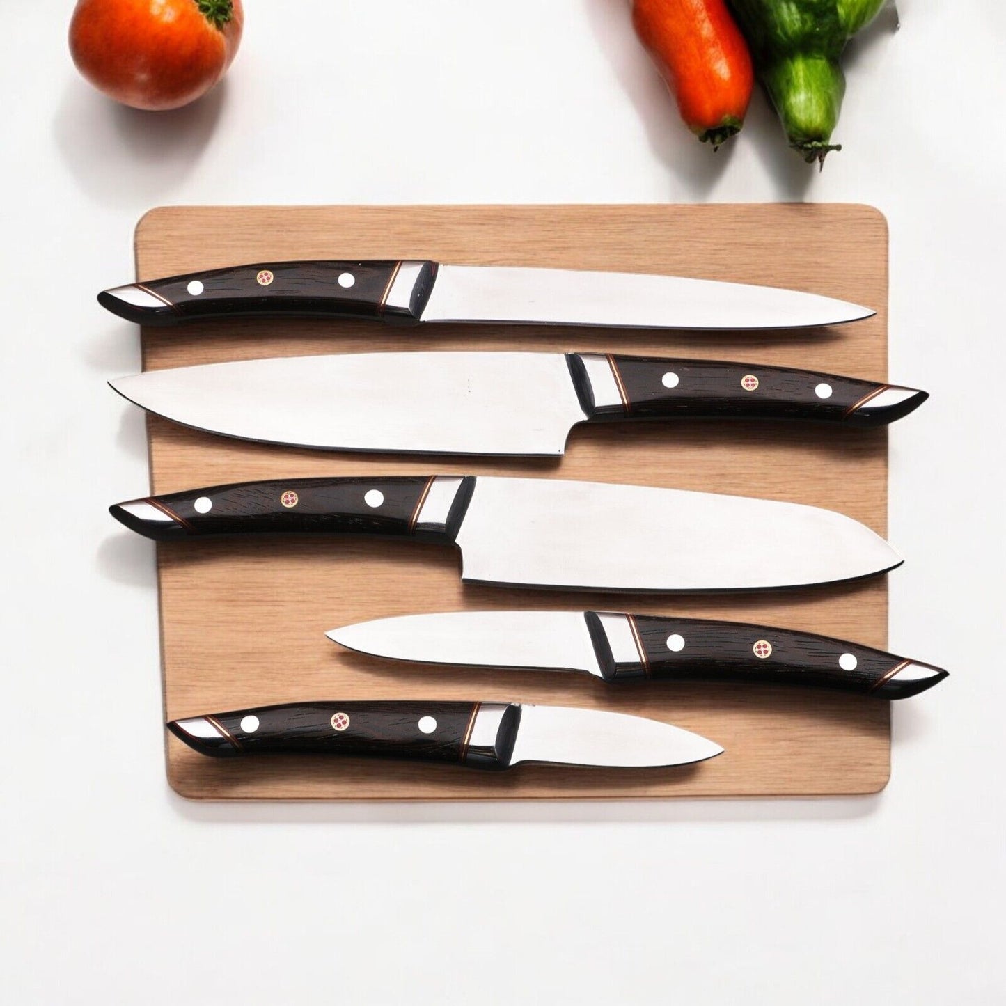 FULL TANG HANDMADE STAINLESS STEEL 5PCS KITCHEN SET || DRS KNIVES HUB