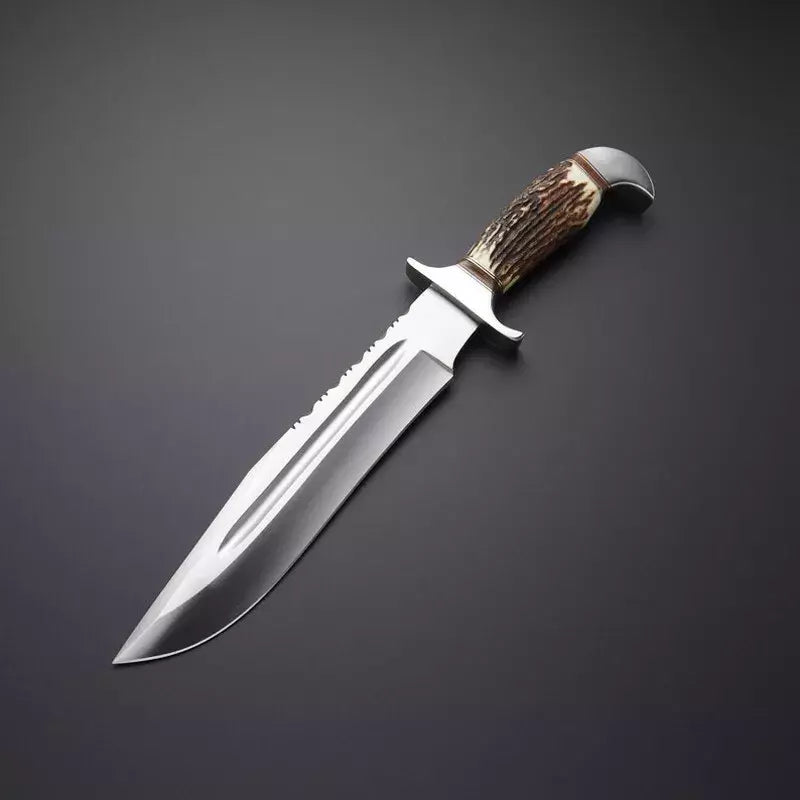 Custom Handmade Carbon Steel Hunting Knife with Stag Horn Handle Leather Includes Leather Sheath | DRSKNIVES HUB