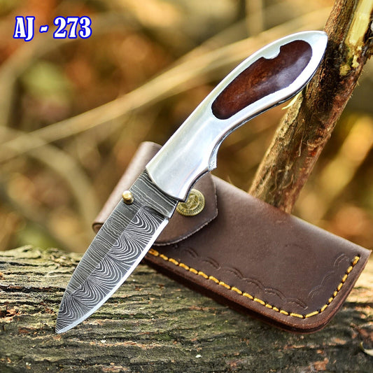 Damascus Folding Pocket Knife 7"