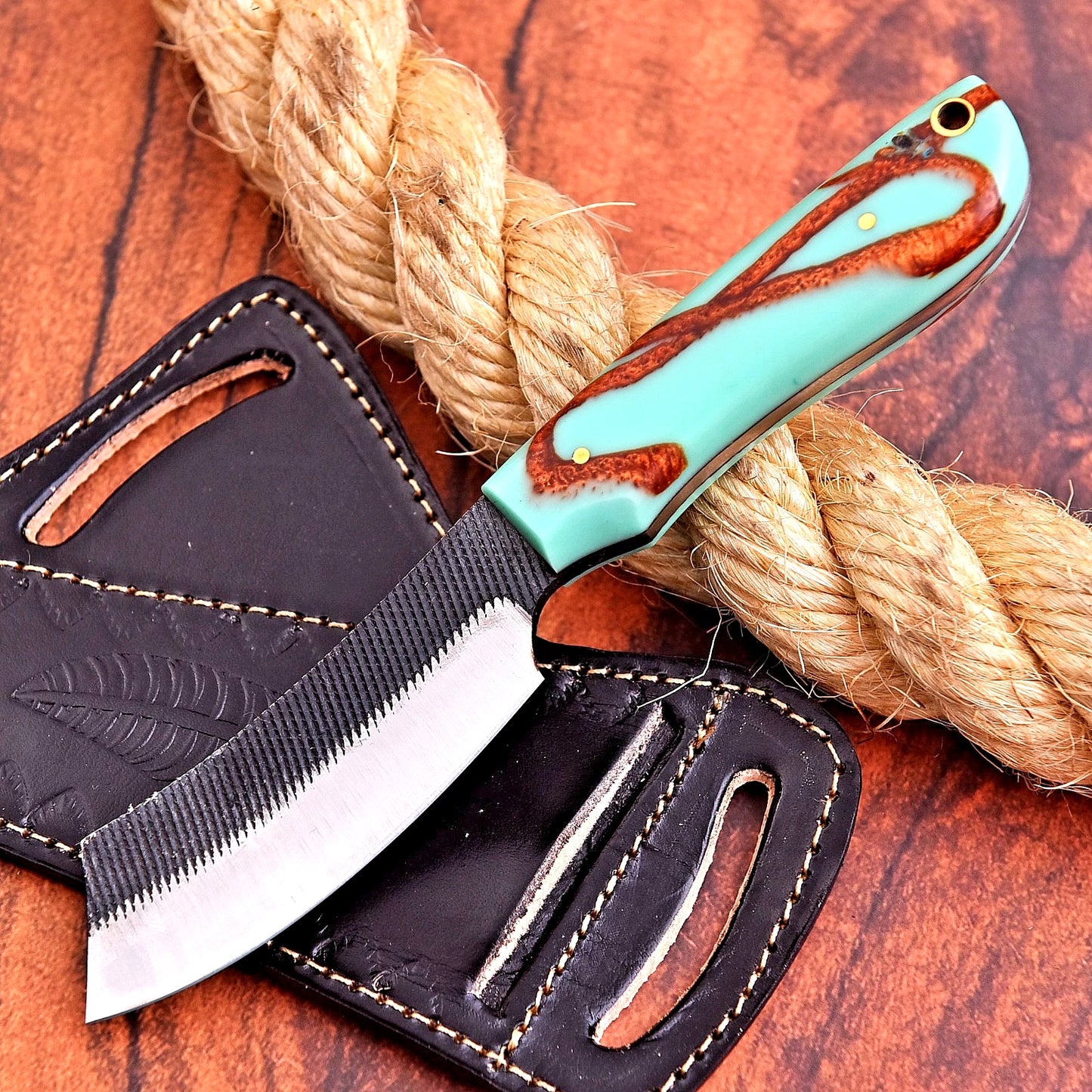 Bull Cutter Knife High Carbon Steel Blade Cowboys Bull Cutter Knife With Leather Sheath Cover