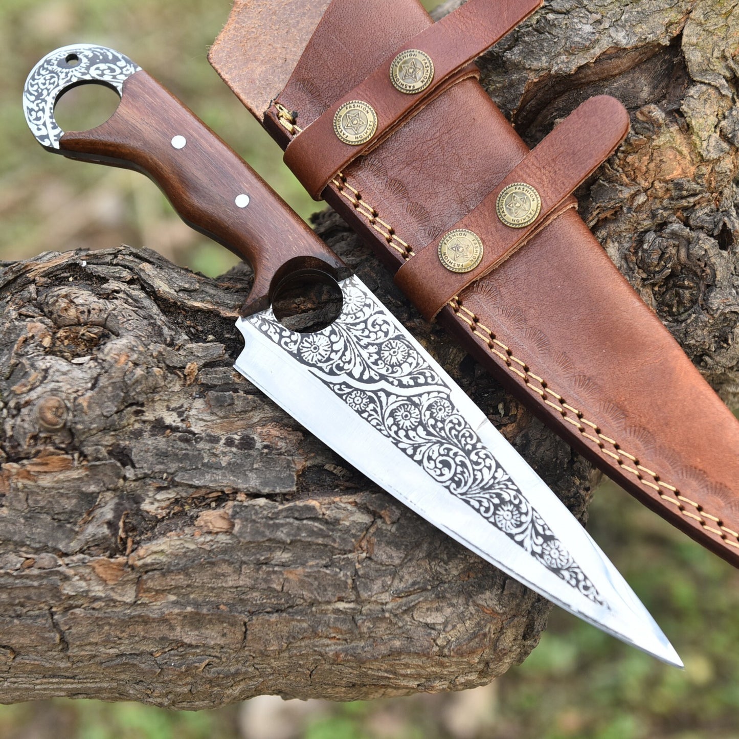 Hand‑Forged D2 Steel Hunting & Camping Skinner Knife – 12″ Overall w/ Sheath | DRSKNIVES HUB