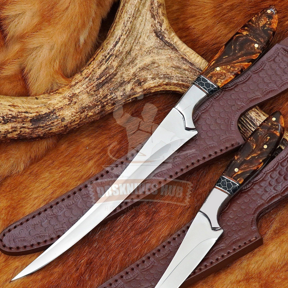 Close-up of stainless steel fillet knife blade